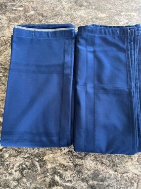 Set of Navy Blue Linen Shower Curtains
